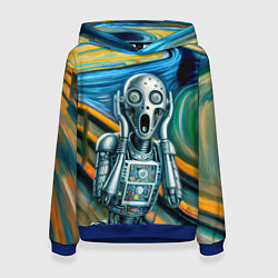 Толстовка-худи женская Робот кричит на картине Эдварда Мунка, цвет: 3D-синий