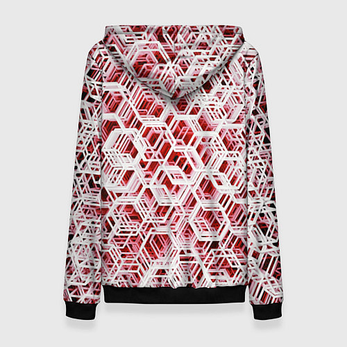 Женская толстовка Хаотичный гексагональный каркас в красном тумане / 3D-Черный – фото 2