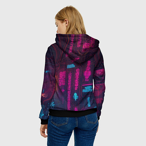 Женская толстовка Кибернетический андроид с рогами / 3D-Черный – фото 4