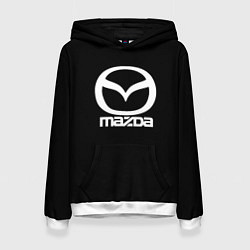 Толстовка-худи женская Mazda logo white, цвет: 3D-белый