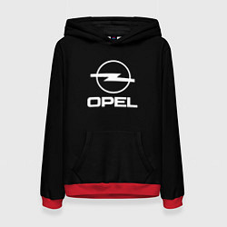 Толстовка-худи женская Opel logo white, цвет: 3D-красный