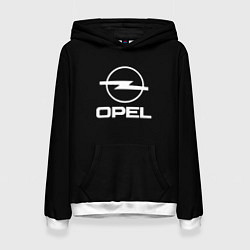 Толстовка-худи женская Opel logo white, цвет: 3D-белый