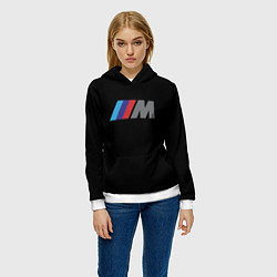 Толстовка-худи женская BMW sport logo, цвет: 3D-белый — фото 2
