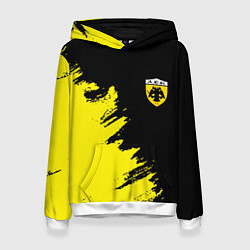 Толстовка-худи женская AEK sport color yellow, цвет: 3D-белый