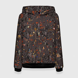 Толстовка-худи женская Герои 3 Карта Инферно, цвет: 3D-черный