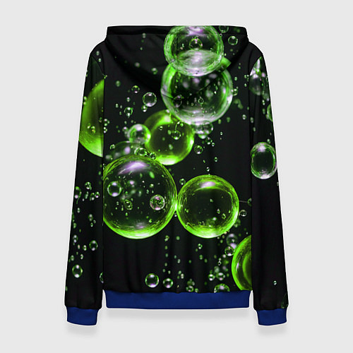 Женская толстовка Зеленые пузыри на черном / 3D-Синий – фото 2