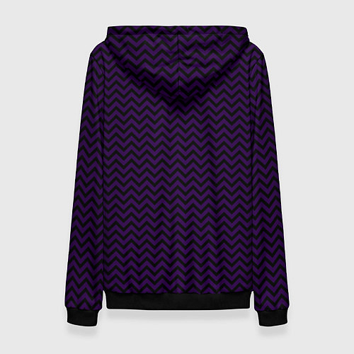 Женская толстовка Чёрно-фиолетовый ломаные полосы / 3D-Черный – фото 2