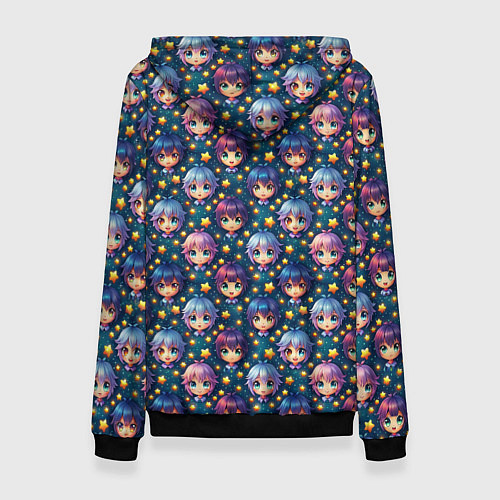 Женская толстовка Аниме персонажи паттерн / 3D-Черный – фото 2