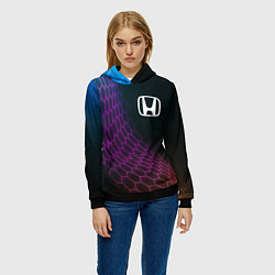 Толстовка-худи женская Honda neon hexagon, цвет: 3D-черный — фото 2