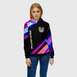 Толстовка-худи женская Radiohead neon rock lights, цвет: 3D-черный — фото 2