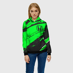 Толстовка-худи женская Honda sport green, цвет: 3D-черный — фото 2