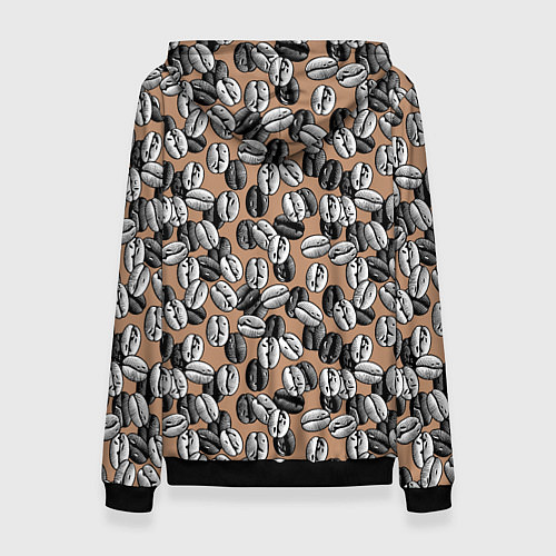 Женская толстовка Кофейные зерна узор / 3D-Черный – фото 2