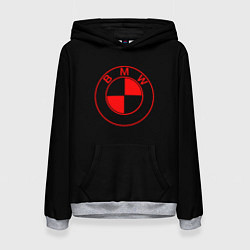 Толстовка-худи женская BMW red logo, цвет: 3D-меланж