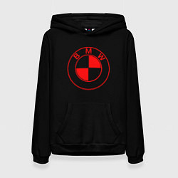 Толстовка-худи женская BMW red logo, цвет: 3D-черный