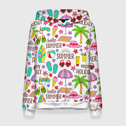 Толстовка-худи женская Hello summer, цвет: 3D-белый