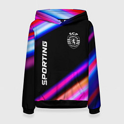Толстовка-худи женская Sporting speed game lights, цвет: 3D-черный