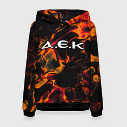 Толстовка-худи женская AEK Athens red lava, цвет: 3D-черный