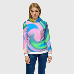 Толстовка-худи женская Абстракция спиральная, цвет: 3D-белый — фото 2