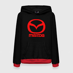 Толстовка-худи женская Mazda red logo, цвет: 3D-красный