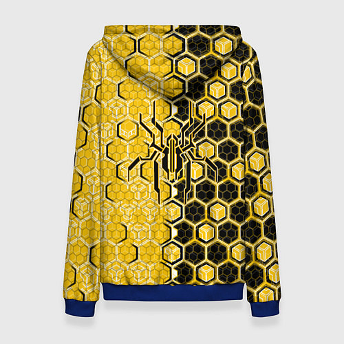 Женская толстовка Киберпанк соты шестиугольники жёлтый и чёрный с па / 3D-Синий – фото 2