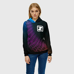 Толстовка-худи женская Zotye neon hexagon, цвет: 3D-черный — фото 2
