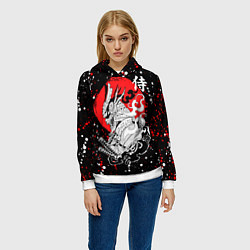 Толстовка-худи женская Самурай в маске Хання, цвет: 3D-белый — фото 2