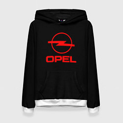 Толстовка-худи женская Opel red logo auto, цвет: 3D-белый