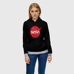 Толстовка-худи женская Nasa logo red, цвет: 3D-меланж — фото 2