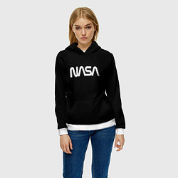 Толстовка-худи женская Nasa white logo, цвет: 3D-белый — фото 2