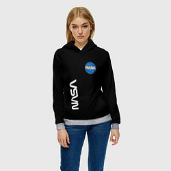 Толстовка-худи женская NASA logo usa space, цвет: 3D-меланж — фото 2