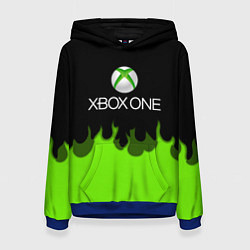 Толстовка-худи женская Xbox green fire, цвет: 3D-синий