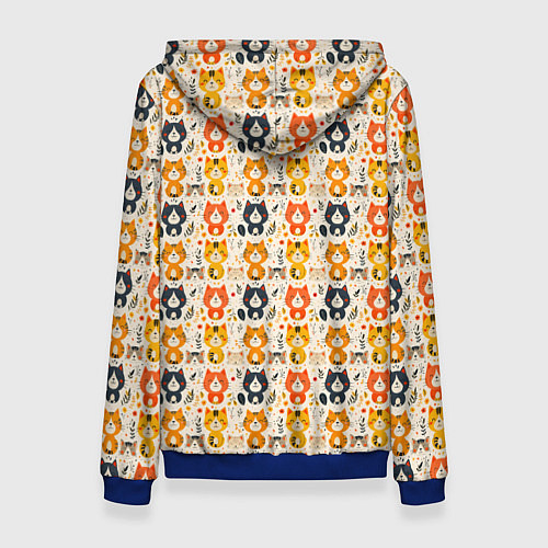 Женская толстовка Разноцветные котята ретро узор / 3D-Синий – фото 2