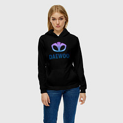 Толстовка-худи женская Daewoo logo neon, цвет: 3D-черный — фото 2