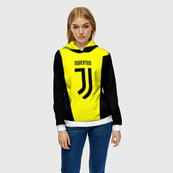 Толстовка-худи женская Juventus sport geometry yellow, цвет: 3D-белый — фото 2