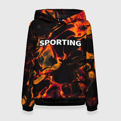 Толстовка-худи женская Sporting red lava, цвет: 3D-черный