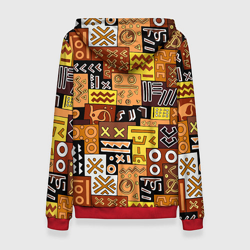 Женская толстовка Африканские этнический коллаж / 3D-Красный – фото 2