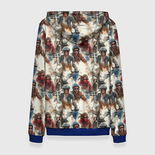 Женская толстовка Акварель -мотогонщики / 3D-Синий – фото 2