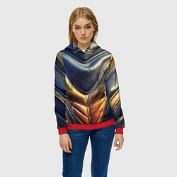 Толстовка-худи женская Футуристический текстурный костюм из кожи, цвет: 3D-красный — фото 2