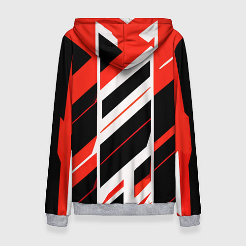 Женская толстовка Black and red stripes on a white background / 3D-Меланж – фото 2