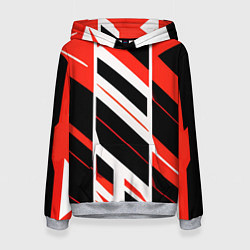 Женская толстовка Black and red stripes on a white background