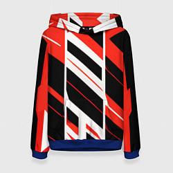 Женская толстовка Black and red stripes on a white background