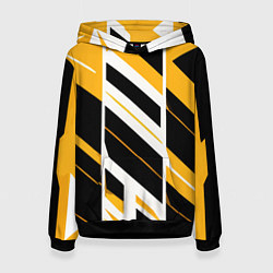 Женская толстовка Black and yellow stripes on a white background