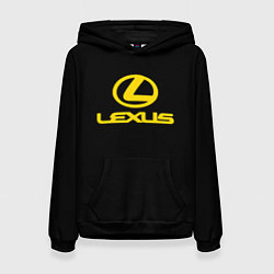 Толстовка-худи женская Lexus yellow logo, цвет: 3D-черный