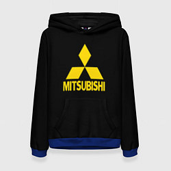 Толстовка-худи женская Mitsubishi logo yelow, цвет: 3D-синий