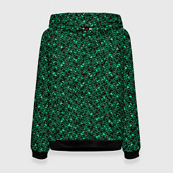 Толстовка-худи женская Чёрно-зелёный абстрактная текстура, цвет: 3D-черный