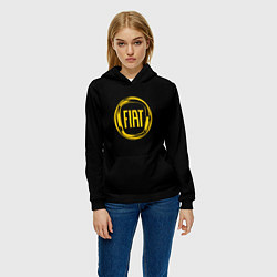 Толстовка-худи женская FIAT logo yelow, цвет: 3D-черный — фото 2