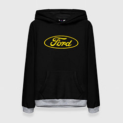 Толстовка-худи женская Ford logo yellow, цвет: 3D-меланж