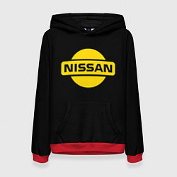 Толстовка-худи женская Nissan yellow logo, цвет: 3D-красный