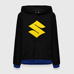 Толстовка-худи женская Suzuki logo yellow, цвет: 3D-синий