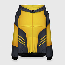 Толстовка-худи женская Чёрно-жёлто верх костюма, цвет: 3D-черный